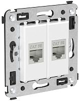 Розетка компьютерная экранированная без рамки DKC Avanti 2-м. RJ45+RJ45 5е белое облако картинка